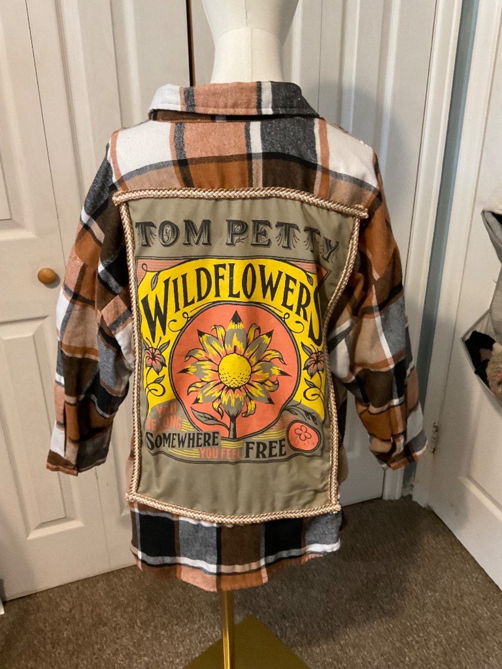 Tom Petty Upcycled Back Graphic T-Shirt on Women's 2XL Flannel